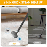 Steam floor cleaner being used on carpet and upholstery