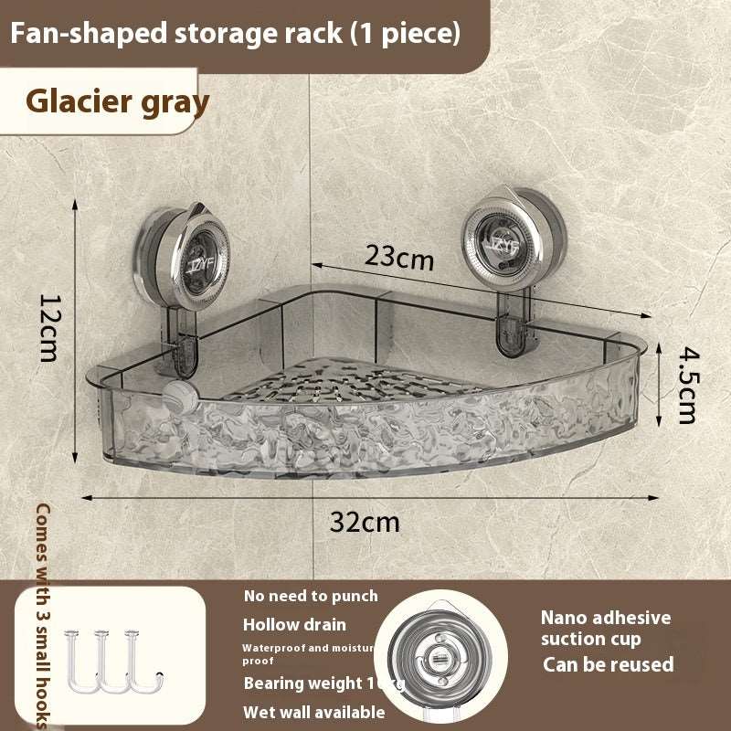 Suction cup shower shelf hook style bathroom caddy display