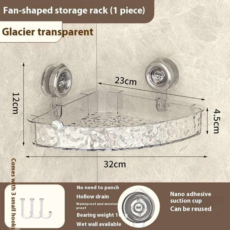 Suction cup shower shelf transparent grey small style display