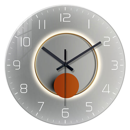 Tempered glass wall clock deep brown style bedroom decor