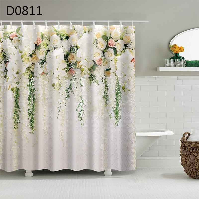 Extra long 71x79 inch thick waterproof shower curtain covering a tall shower enclosure
