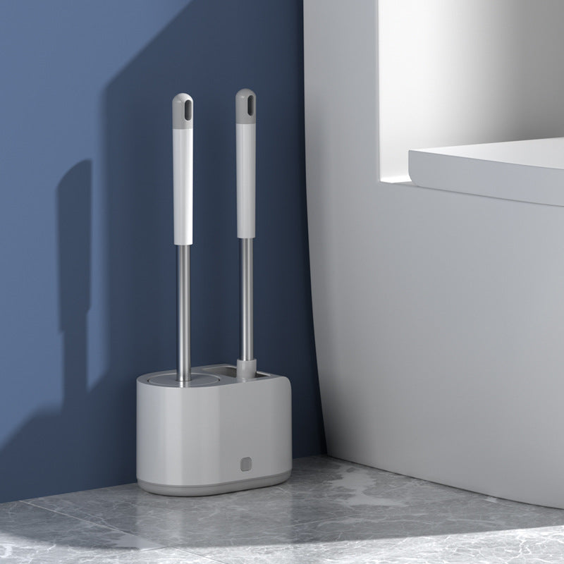 Toilet brush holder mounted on bathroom wall