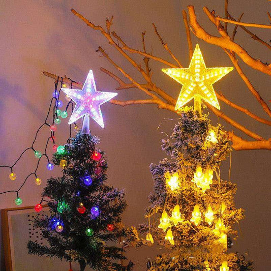 LED tree topper star with warm glowing light
