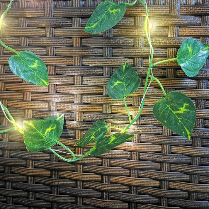 Two tone maple leaf copper wire LED string lights indoor room decoration display