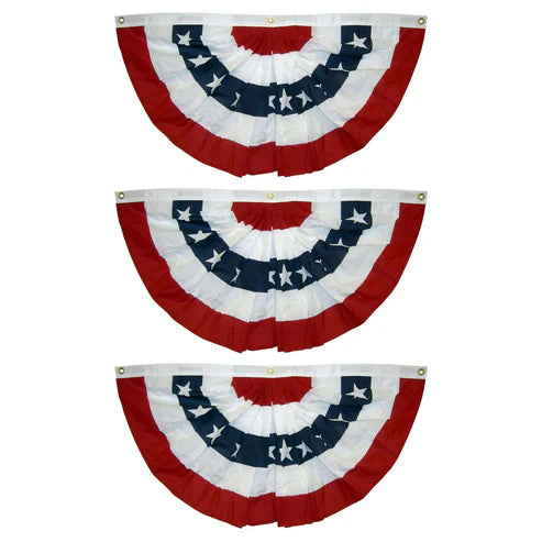 USA flag bunting fan stripes pleated patriotic set of 3 product view