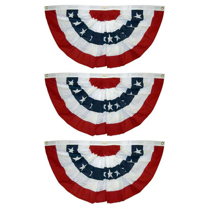 USA flag bunting fan stripes pleated patriotic set of 3 product view