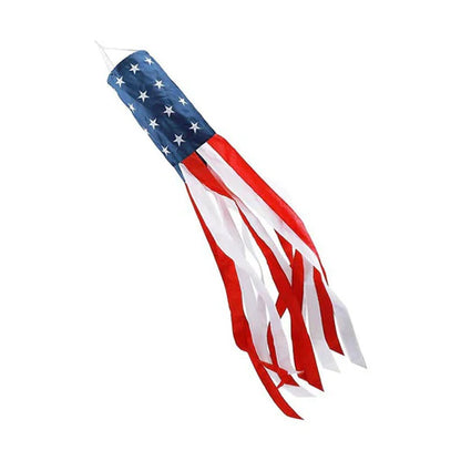 USA flag windsock outdoor decoration close up stars and stripes detail