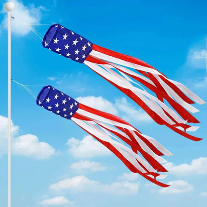USA flag windsock outdoor decoration flying in blue sky display
