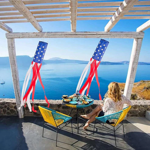USA flag windsock outdoor decoration multiple hanging display
