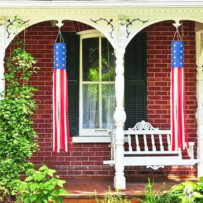 USA flag windsock outdoor decoration hung on porch house display
