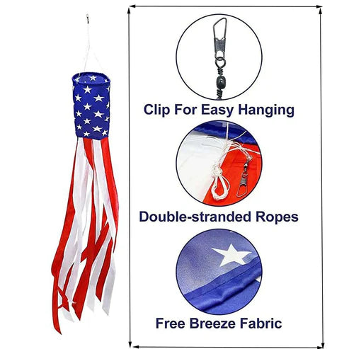 USA flag windsock outdoor decoration 100cm size reference display