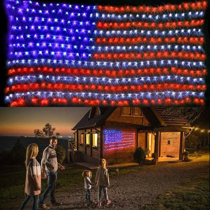 USA LED flag string light 420 LED wrapped around tree vine display