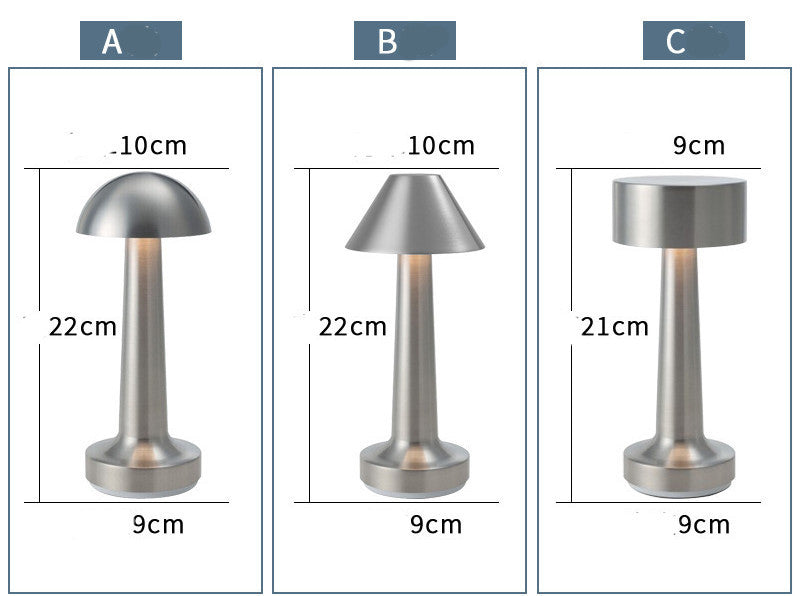 USB LED table lamp model C space silver size comparison