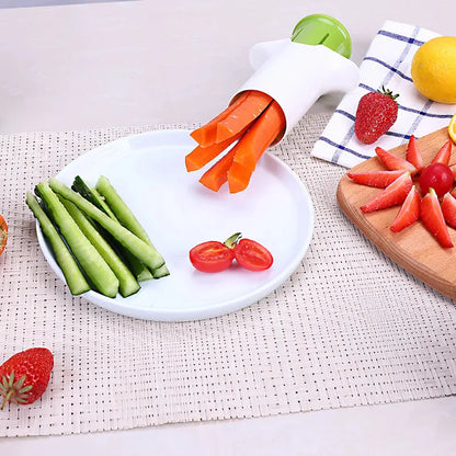 Fruit vegetable slicer cutter dimensions flat lay product shot
