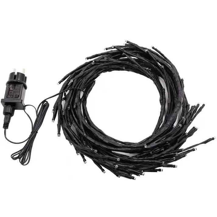 Vine branch LED string lights shaped as wreath option
