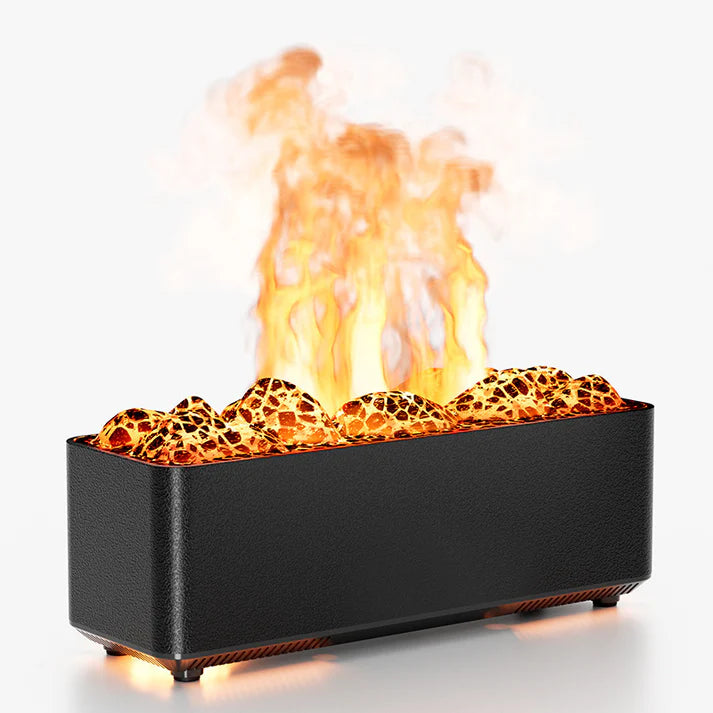 Volcano aromatherapy ultrasonic humidifier black with flame effect