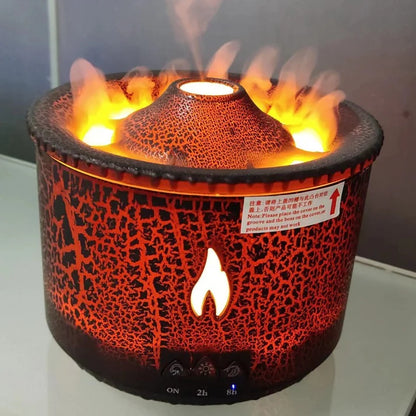 Volcano aromatherapy oil humidifier jellyfish yellow flame effect black color