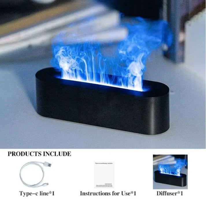 Volcano fire flame air humidifier with blue flame lighting effect