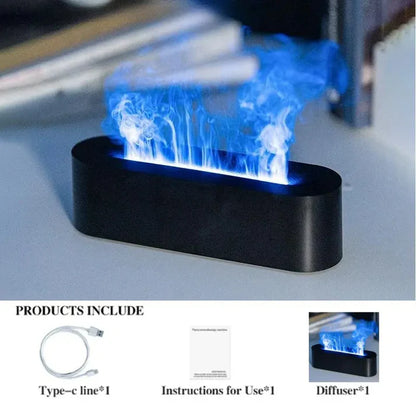 Volcano fire flame air humidifier with blue flame lighting effect