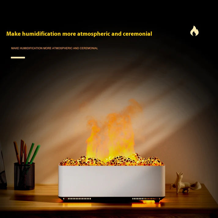 Volcano aromatherapy humidifier features and specifications infographic
