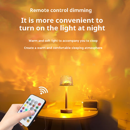 Water ripple atmosphere lamp with remote control in bedroom