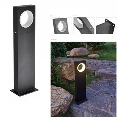 Black aluminum waterproof outdoor lawn lamp on white background