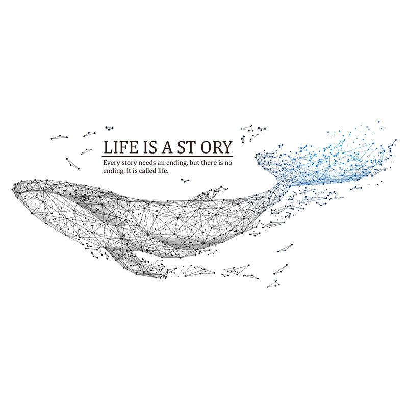 Single whale wall sticker peel stick design close up