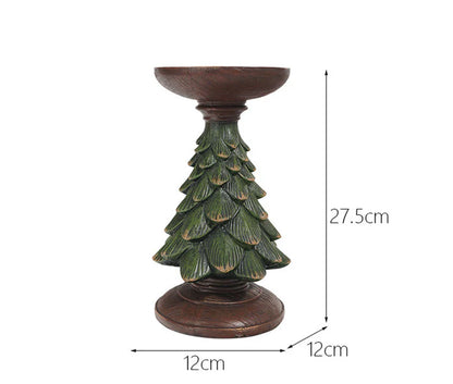 wood christmas tree candle holder