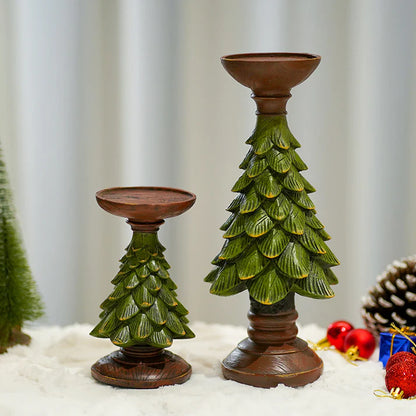 wood christmas tree candle holder