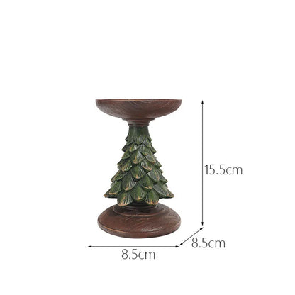 wood christmas tree candle holder