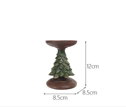 wood christmas tree candle holder