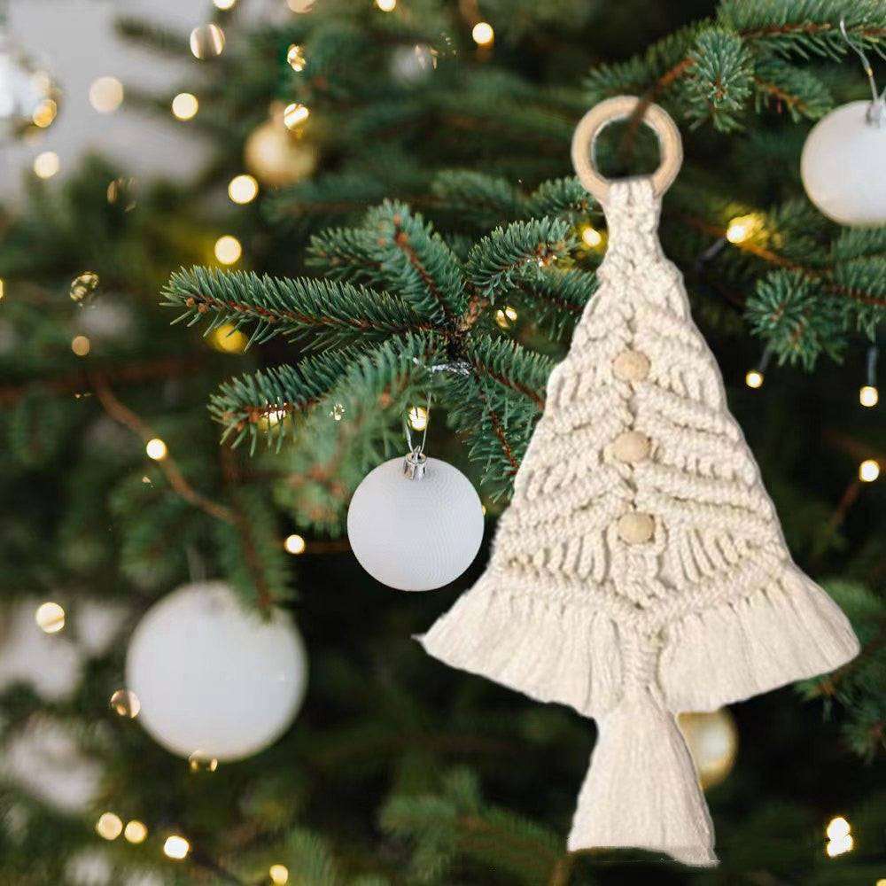 Woven Christmas tree ornament hanging display